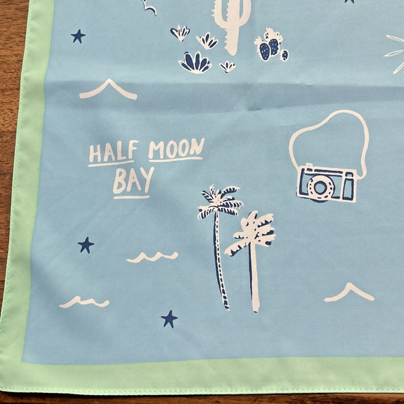 BCBG Generation Sky Blue Mint Green California Silky Feel Preppy Square Scarf - Picture 6 of 11